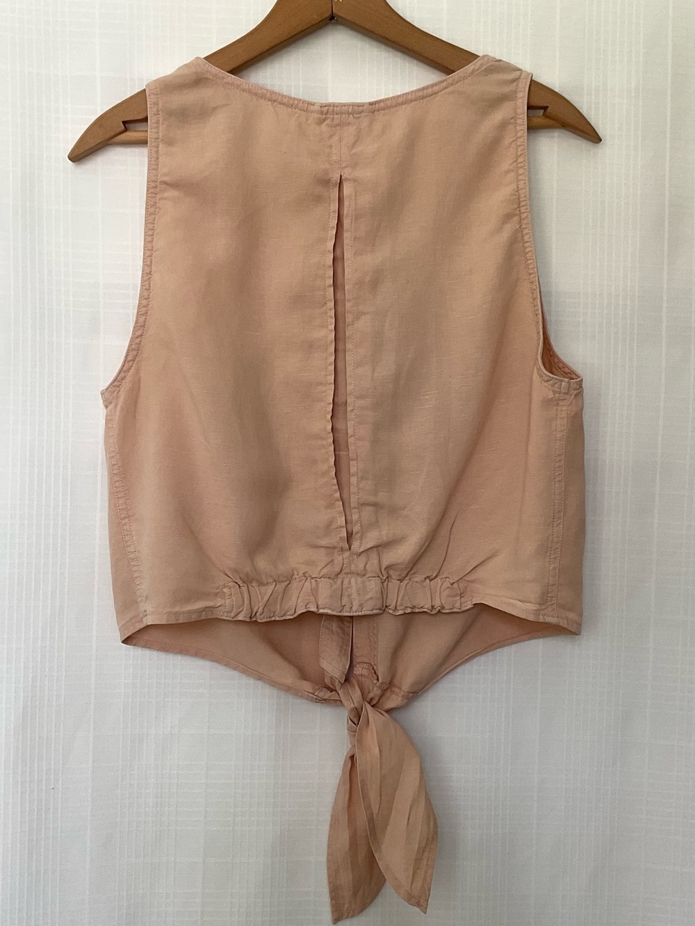Free People Tan Sleeveless Button-Down Blouse with front tie - Picture 2 of 6